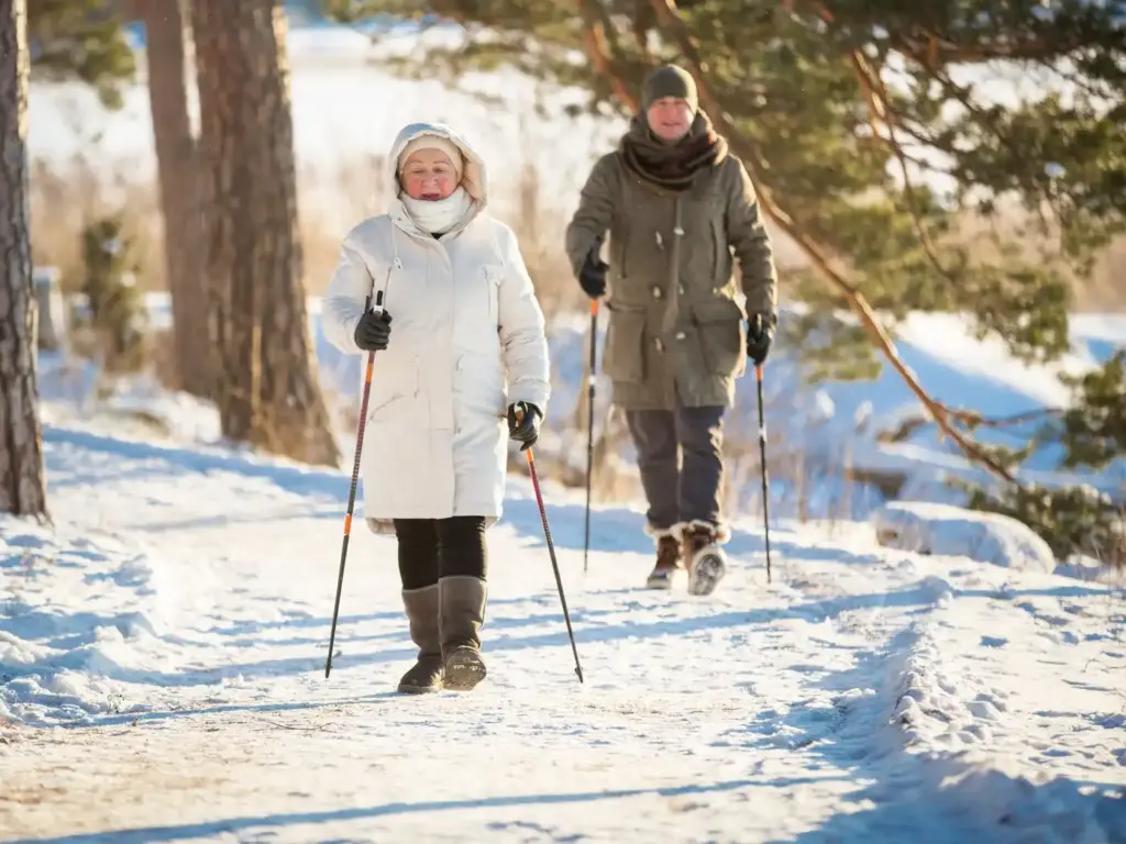 Walking with walking sticks is a great way to get moving.